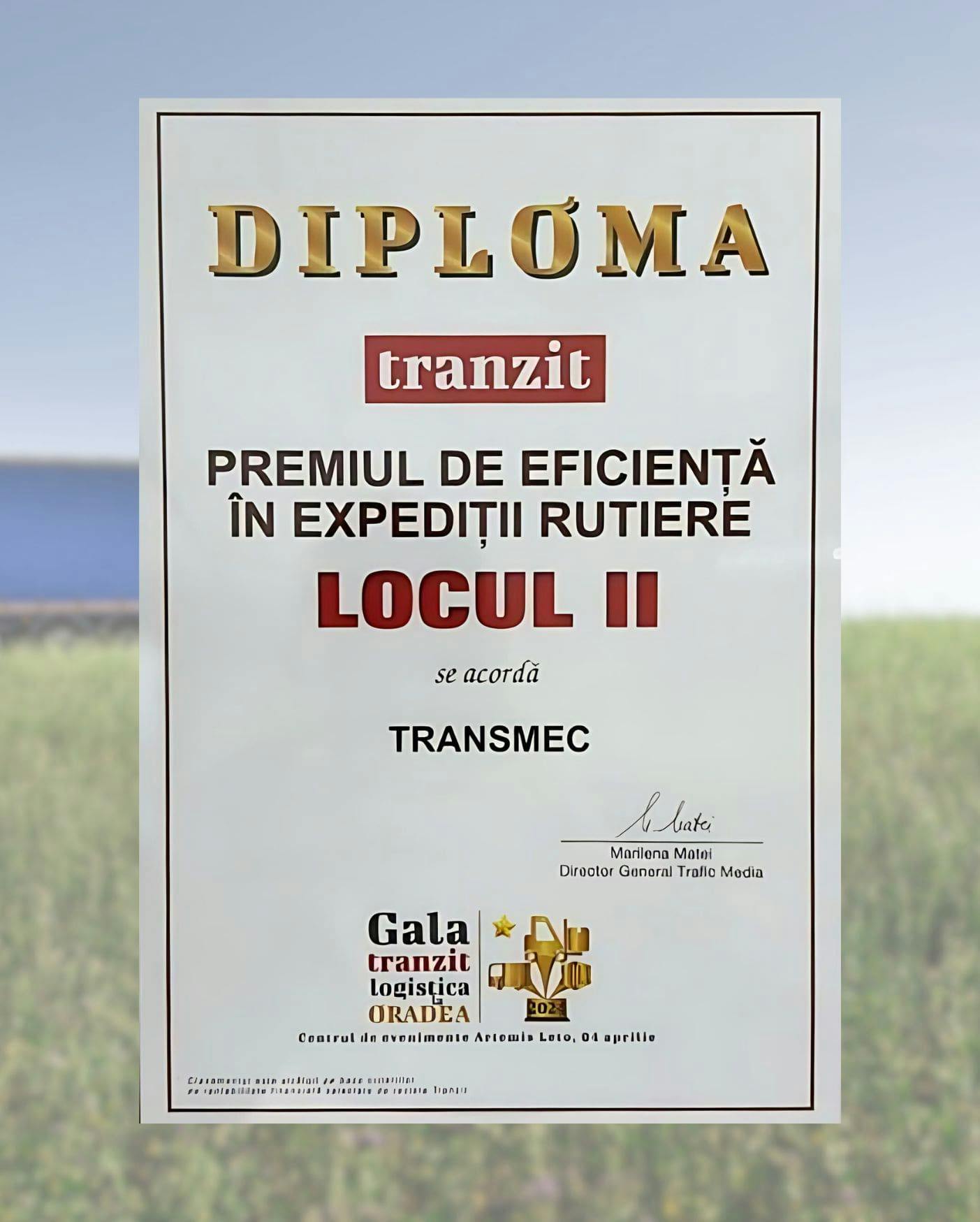 Premio per Transmec al Tranzit Logistica Gala 2024